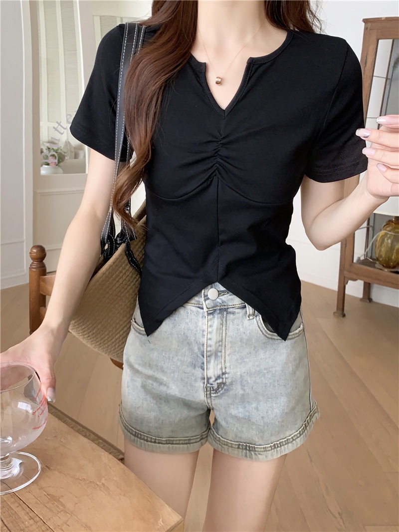 Áo Thun Tay Ngắn Cổ Tròn Bằng Cotton Nguyên Chất Phong Cách Mới 65915