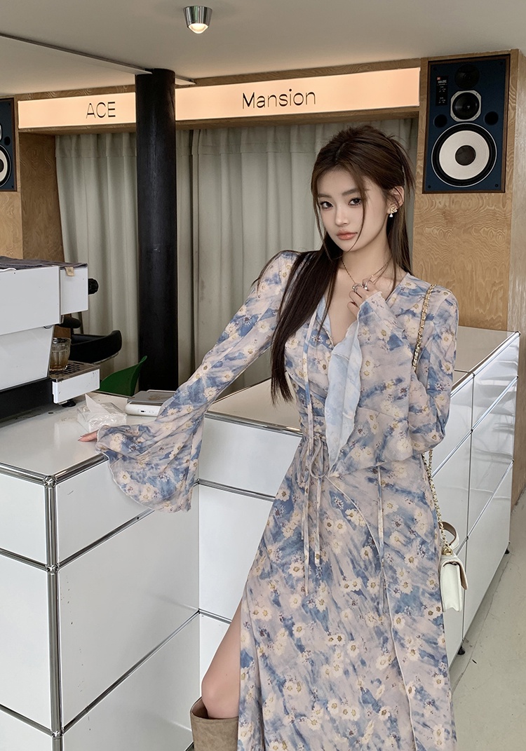 Đầm Hoa Tay Loe Phong Cách Pháp Cổ Điển Mùa Hè Kiểu Mới 66298