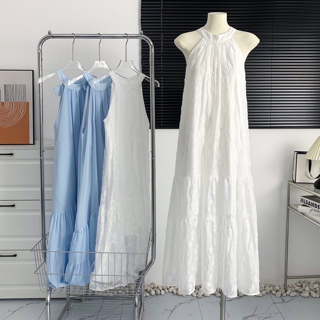 Đầm Hai Dây Thắt Nơ Xinh Xắn Thời Trang Đi Biển Mùa Hè 64432