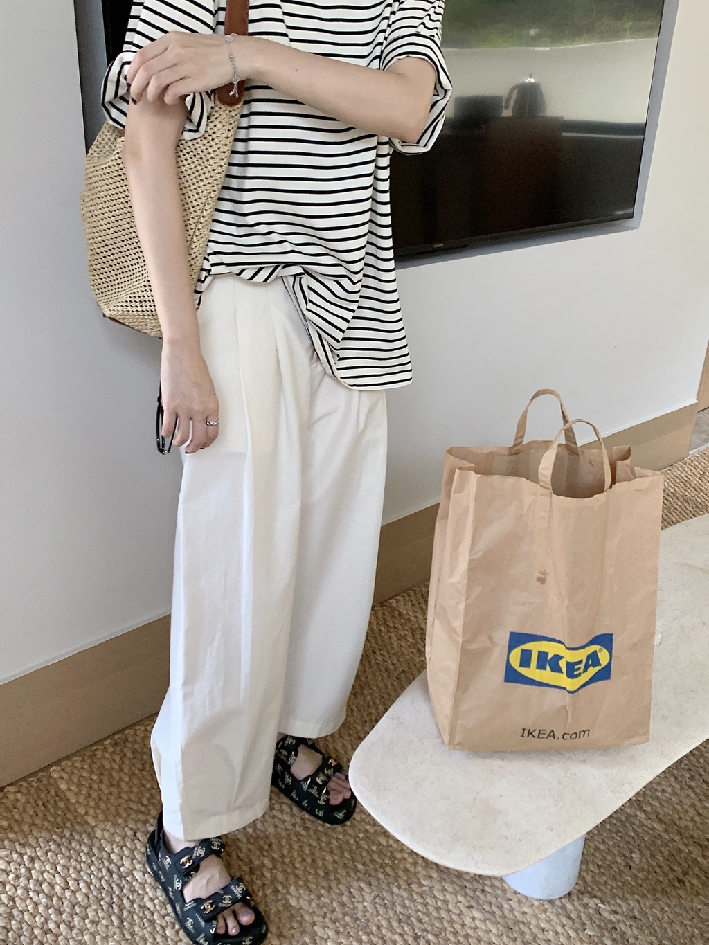 Áo Thun Tay Ngắn Họa Tiết Sọc Kiểu Dáng Đơn Giản 65721