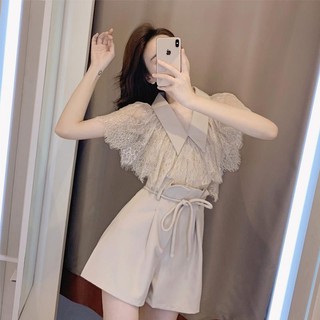 𝐘𝐮𝐬𝐡𝐨𝐩 2023 Mùa Hè Mới Chic Ánh Sáng Chín Nhỏ Hương Thơm Chân Rộng Quần Short Nhỏ Bé Hai Bộ Đồ Nữ