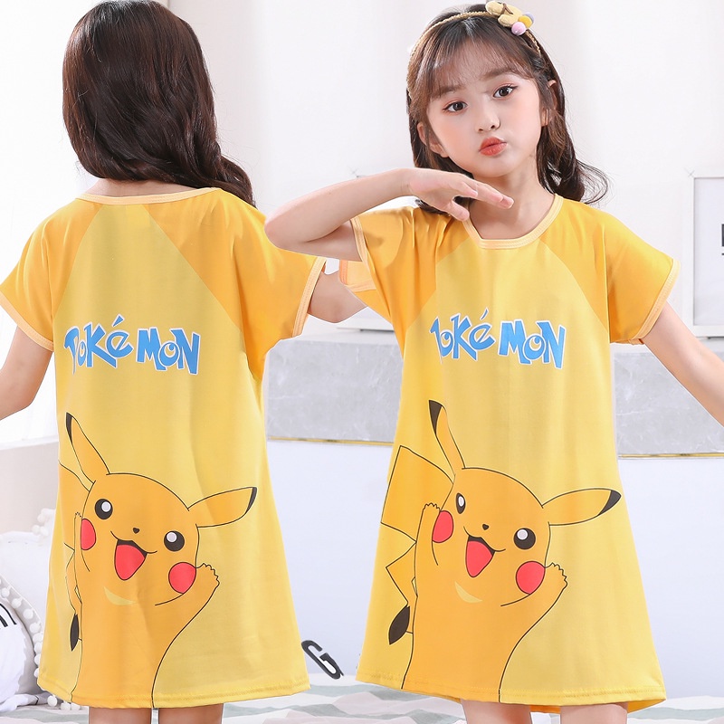 Váy ngủ Đồ Ngủ Gấu Dâu Lotso Cho Bé Gái Đầm Ngủ Pikachu Pokemon In Hoạt Hình Kuromi Sanrio Dễ Thương Thời Trang Mùa Hè Váy Pijama Cho Bé Gái