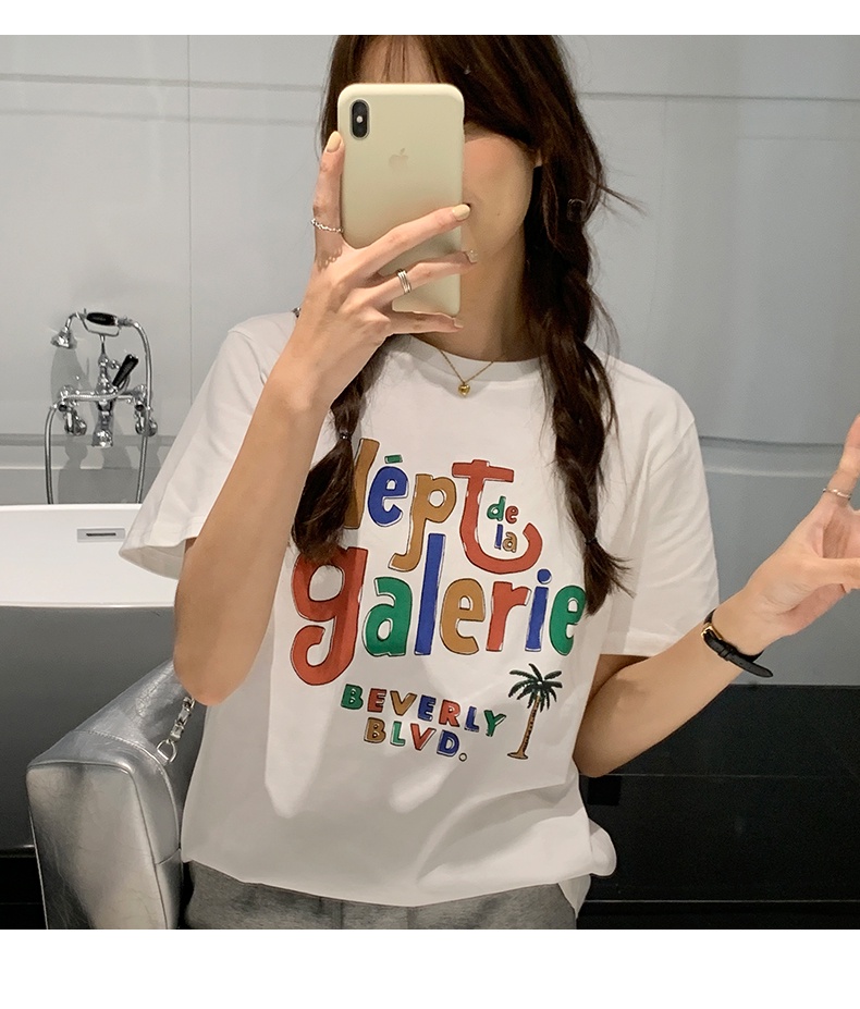 Áo Thun Cotton Ngắn Tay Dáng Rộng In Chữ Phong Cách Mới Mùa Hè 64634