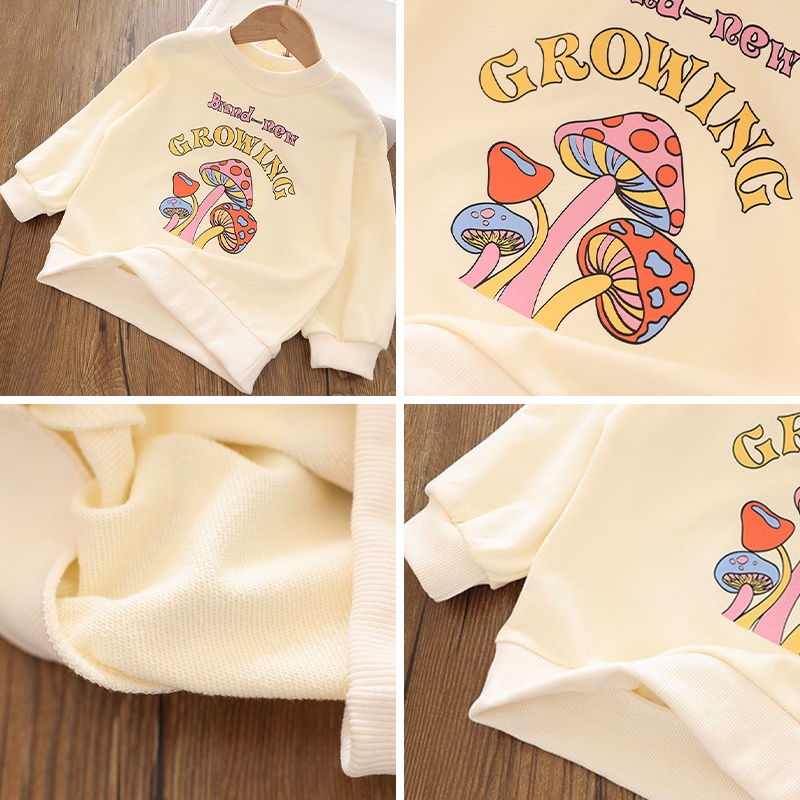 Ready stocks 2-10y áo khoác trẻ em cotton giản dị ngọt ngào áo chui đầu mồ hôi dễ thương áo sơ mi rời vừa vặn mùa thu dài tay thời trang cho bé gái