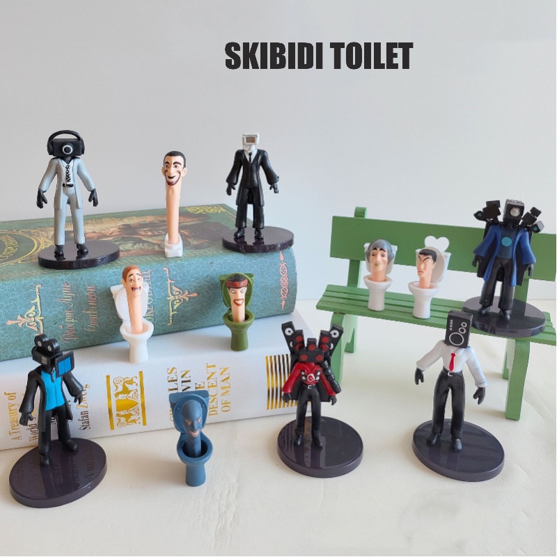 Mini skibidi toilet man pvc hình mô hình đồ chơi trận chiến trò chơi bàn trang trí quạt sưu tầm trẻ em người lớn quà tặng