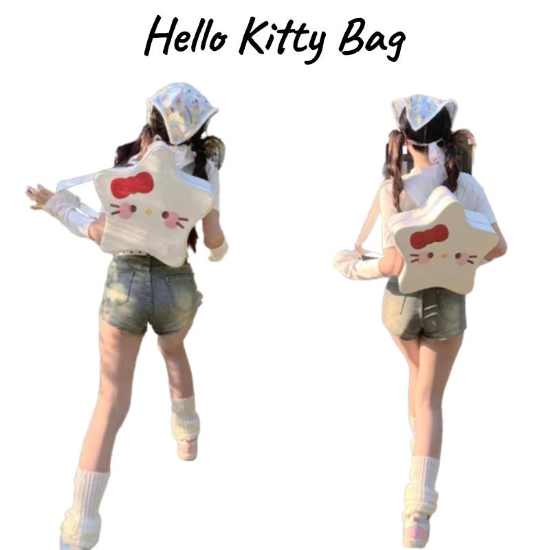 Ba Lô Hello Kitty Và Ngôi Sao Năm Cánh Dễ Thương Sáng Tạo Phong Cách Y2k
