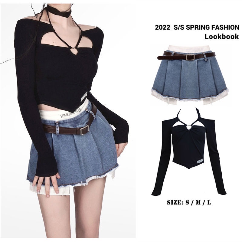 Set 2 món, Váy Ngắn, Váy Xếp Nếp+áo Tình Yêu, sexy, cute, váy cho nữ, trẻ trung