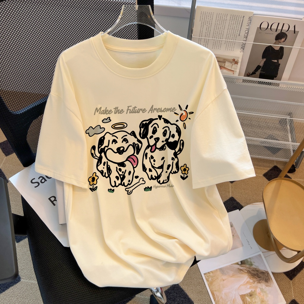 Áo Thun Cotton Nguyên Chất Dáng Rộng Ngắn Tay Thời Trang Mùa Hè 6357