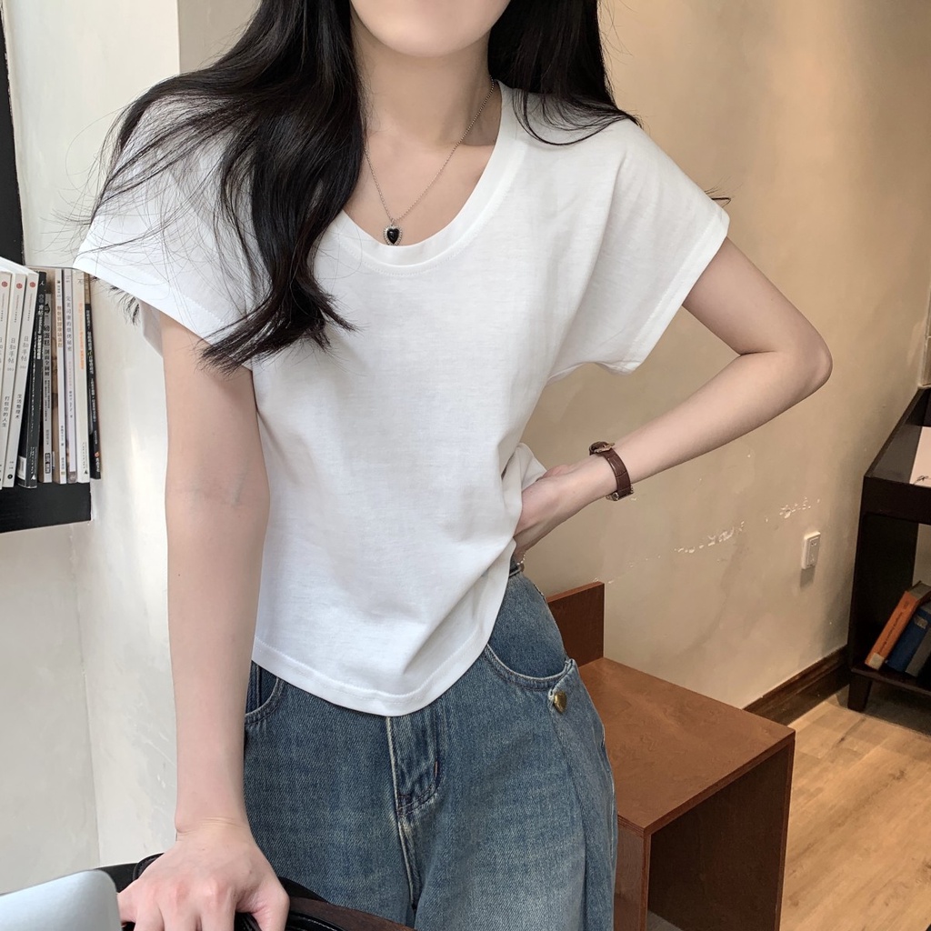 Áo Thun Cotton Dáng Rộng Ngắn Tay Phong Cách Hàn Quốc Thời Trang Xuân Hè Sành Điệu 63531