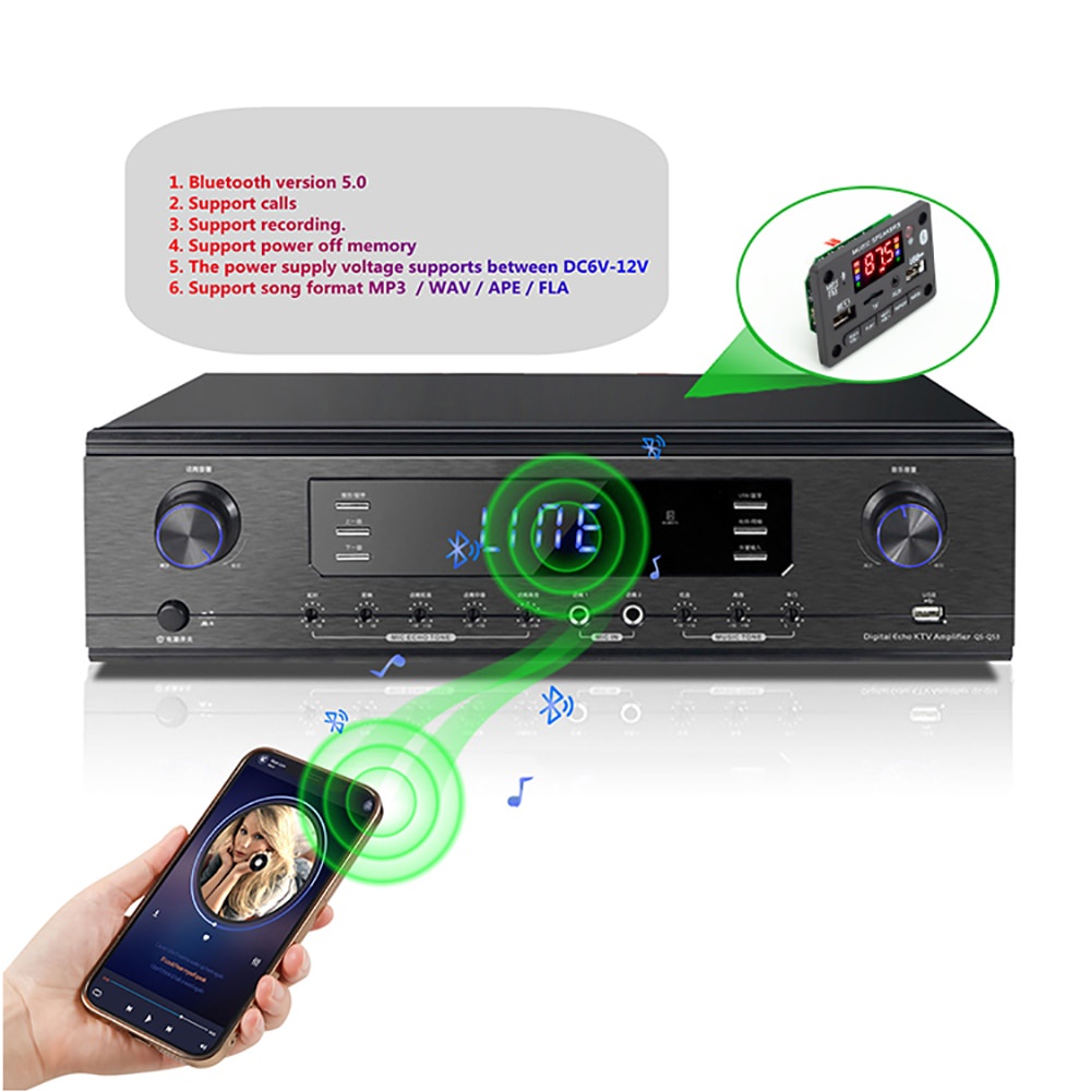Bảng Mạch Khuếch Đại Âm Thanh MP3 Bluetooth Không Dây DC 5V-20V 2x40W Sạc Xe Hơi