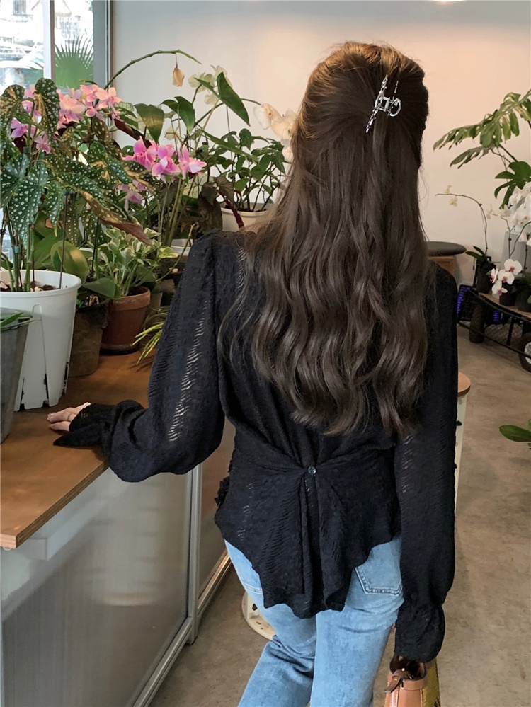 Áo Sơ Mi Cổ Chữ v Tay Dài Phong Cách Hàn Quốc Kiểu Mới 64024