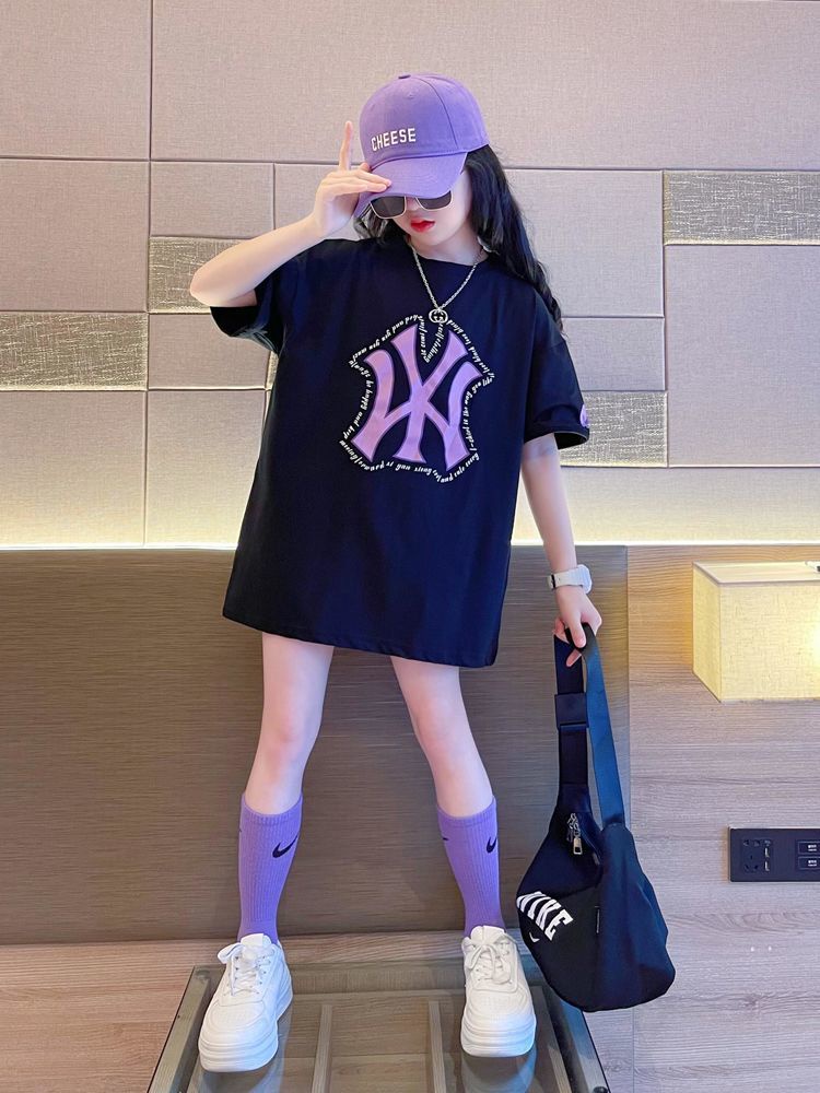 Áo Thun Tay Ngắn Dáng Rộng Thiết Kế Mới Năng Động Thời Trang Dành Cho Bé Gái