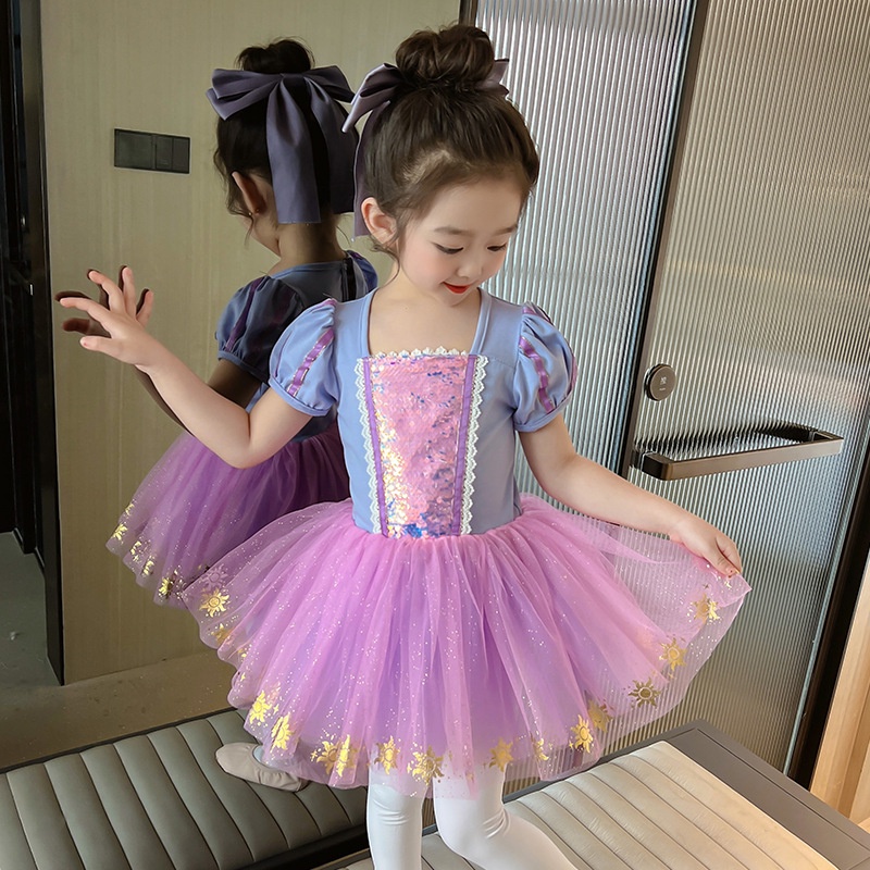 Đầm Công Chúa Sofia The First Dress Đính Kim Sa Phối Lưới Đính Nơ Thời Trang Halloween Cho Bé Gái