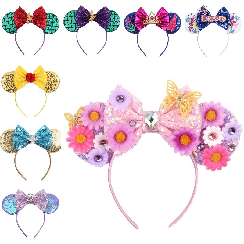 DISNEY Băng Đô Tai Chuột Minnie / Nàng Tiên Cá / Bướm Xinh Xắn Cho Bé Gái