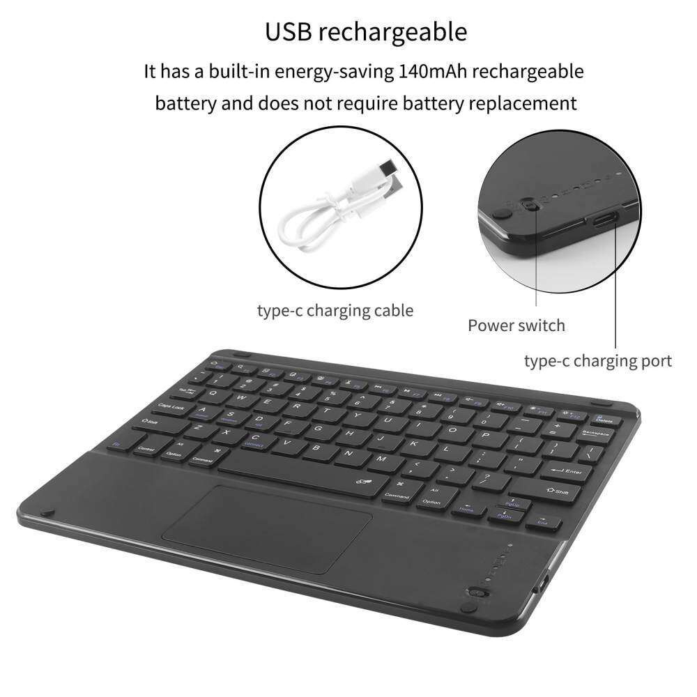Bàn Phím Bluetooth Không Dây 10 Inch Kèm Bàn Phím Cảm Ứng Tiện Dụng Cho Android Windows Notebook