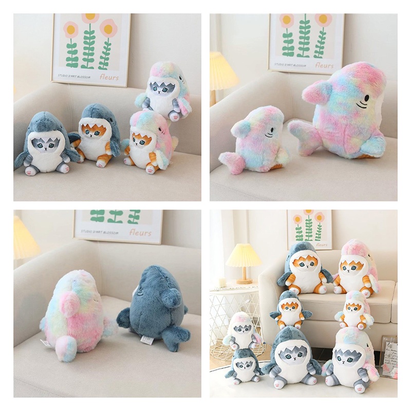 Thú Nhồi Bông Hình Cá Mập Màu Vàng Và Xanh Dương Kích Thước 20cm / 7.87in Dùng Cho Trẻ Nhỏ