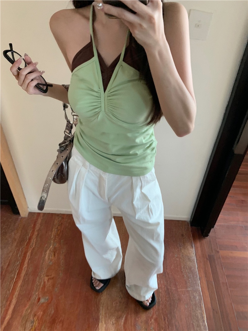 Áo Hai Dây Cổ Chữ v Dáng Ôm Phong Cách Retro Thời Trang Mùa Hè Hàng Mới 64691