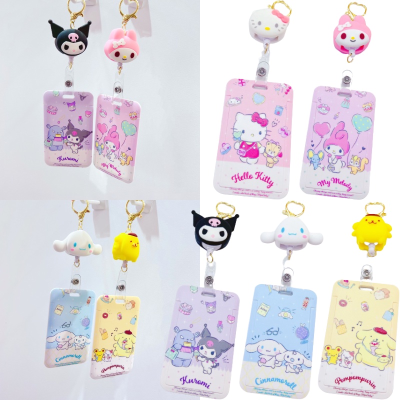 Hộp Đựng Thẻ Cứng Có Dây Xích Kéo Và Nắp Trượt In Hình Sanrio Kuromi Cinnamoroll Melody