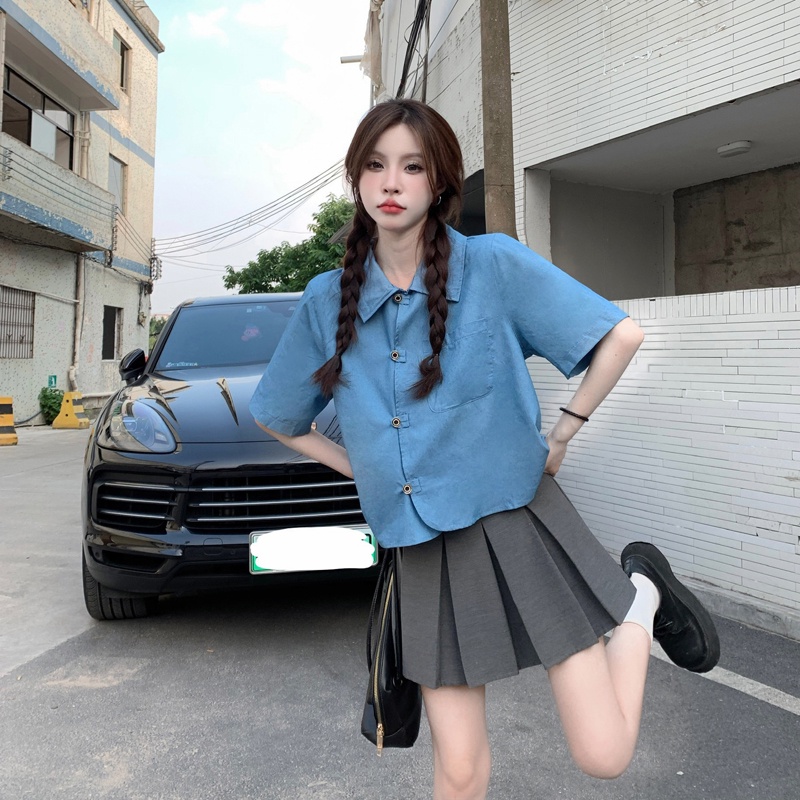 Áo Sơ Mi Nữ Tay Ngắn Dáng Rộng Phong Cách Hàn Quốc Thời Trang