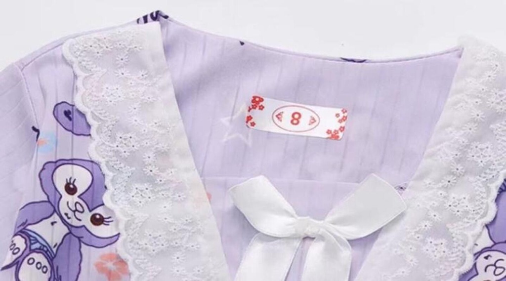 Bộ Đồ Ngủ Kuromi Ngắn Tay Họa Tiết Sanrio Cinnamorol Pijama Cho Bé Gái