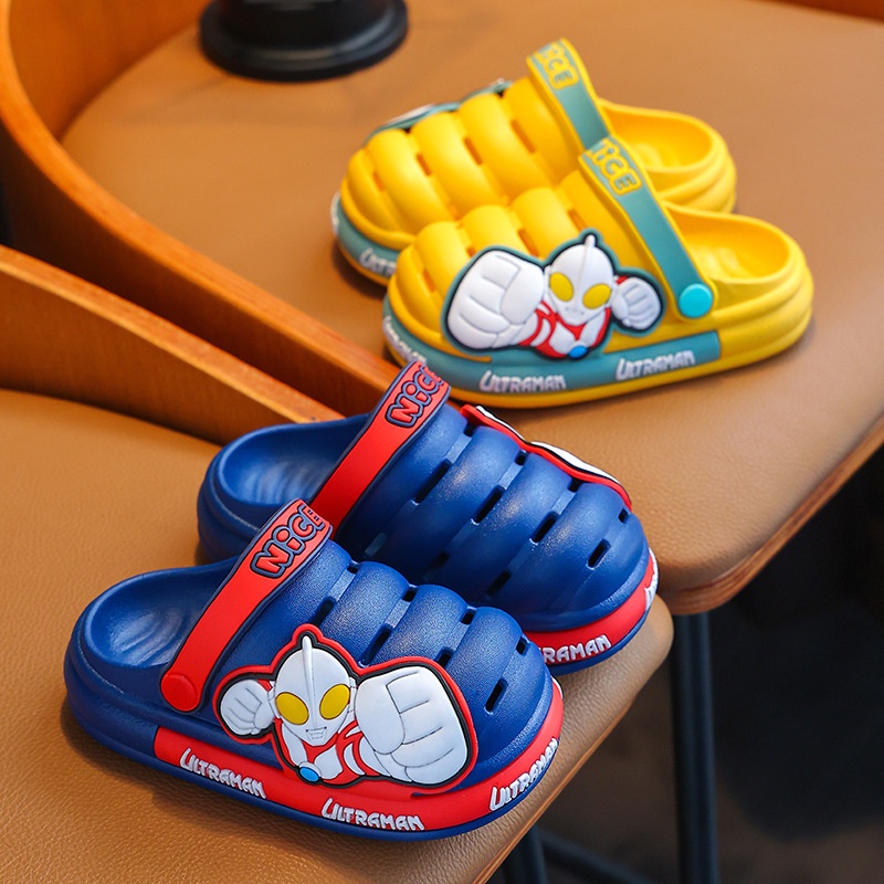 Dép Sandal Đục Lỗ Thoáng Khí Chống Trượt In Hình Ultraman Thời Trang Mùa Hè Cho Bé Trai Và Gái