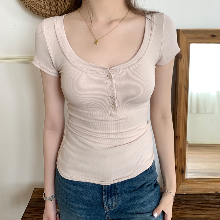 Áo Thun Cổ Cao Dáng Ôm Thời Trang Mùa Hè Phong Cách Mới 64297