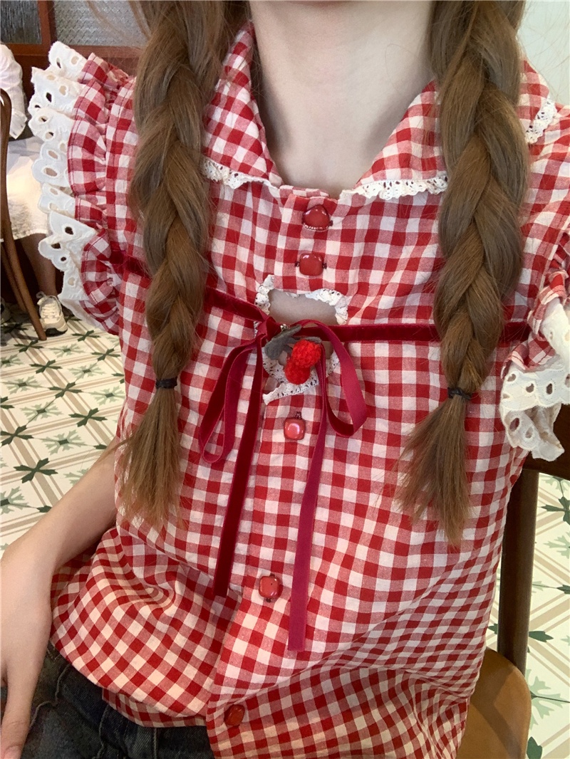 Áo Sơ Mi Ca Rô Thắt Nơ Dễ Phối Đồ Thời Trang Cho Nữ 65291