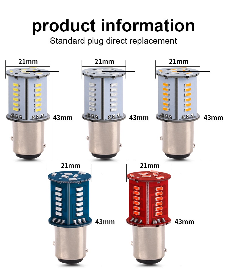 1 Đèn Led Tín Hiệu 1157 BAY15D 30 SMD DRL Cho Xe Máy