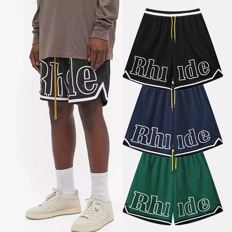 Quần Short Bóng Rổ Kẻ Sọc In Chữ Dáng Rộng Nhanh Khô Chất Lượng Cao Màu Đen / Xanh Lá / Đỏ / Hải Quân