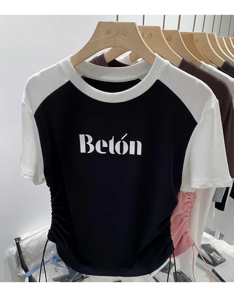 Áo Thun Tay Ngắn Rút Dây In Chữ Nhiều Màu Sắc Thời Trang Cho Nữ 62940