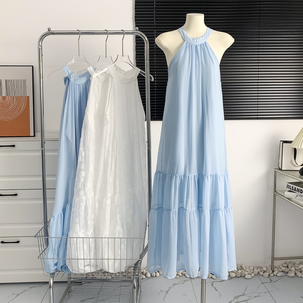 Đầm Hai Dây Thắt Nơ Xinh Xắn Thời Trang Đi Biển Mùa Hè 64432