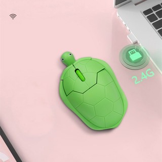Chuột không dây 2.4ghz 2.4g hình rùa xanh lá dễ thương