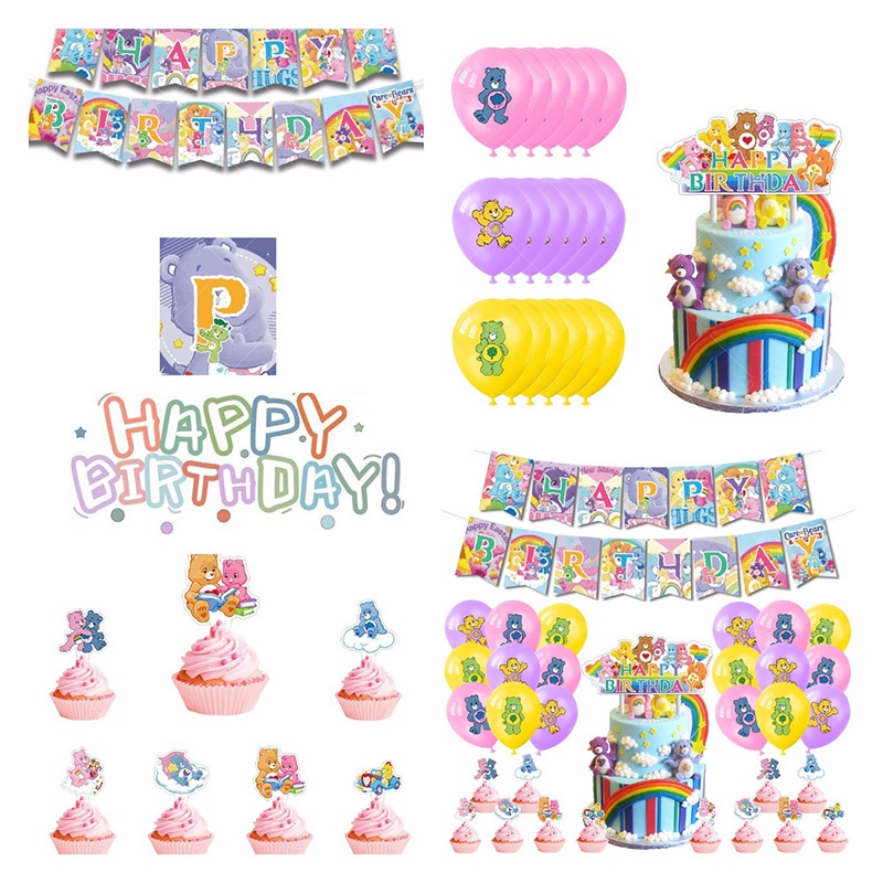 Set 46 Bong Bóng Hình Gấu Trang Trí Tiệc