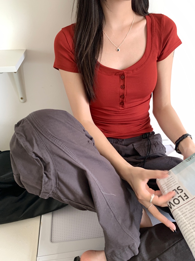 Áo Thun Cổ Cao Dáng Ôm Thời Trang Mùa Hè Phong Cách Mới 64297