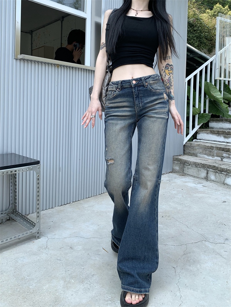 Quần Jean Lưng Thấp Dáng Ôm Phong Cách Retro 64797