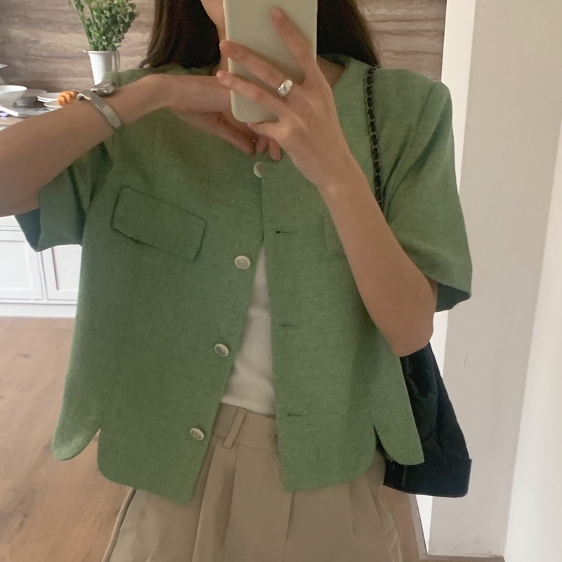 Áo Khoác Vải Tuýt Dáng Ngắn Thời Trang Cá Tính 65096
