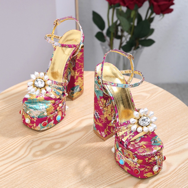 Sandal Cao Gót Hở Mũi Chất Liệu Satin Chống Thấm Nước Size 35-42 Thời Trang 2023 Cho Nữ