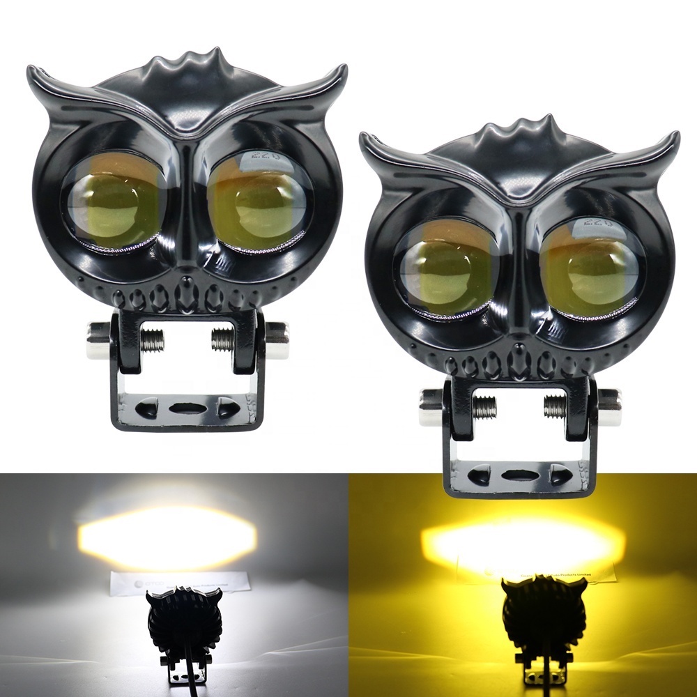 Đèn Pha LED Mini Hai Màu Sắc Hình Cú Mèo Nâng Cấp 2023 Cho Xe Hơi / Xe Máy