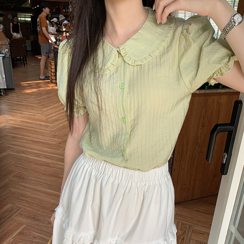 Áo Sơ Mi Ren Ngắn Tay Thời Trang Sành Điệu 63399