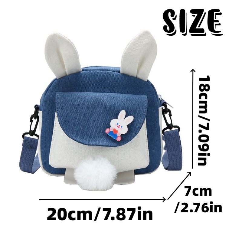 Túi Đeo Chéo Canvas Mini Hình Thỏ Dễ Thương Cho Bé Gái