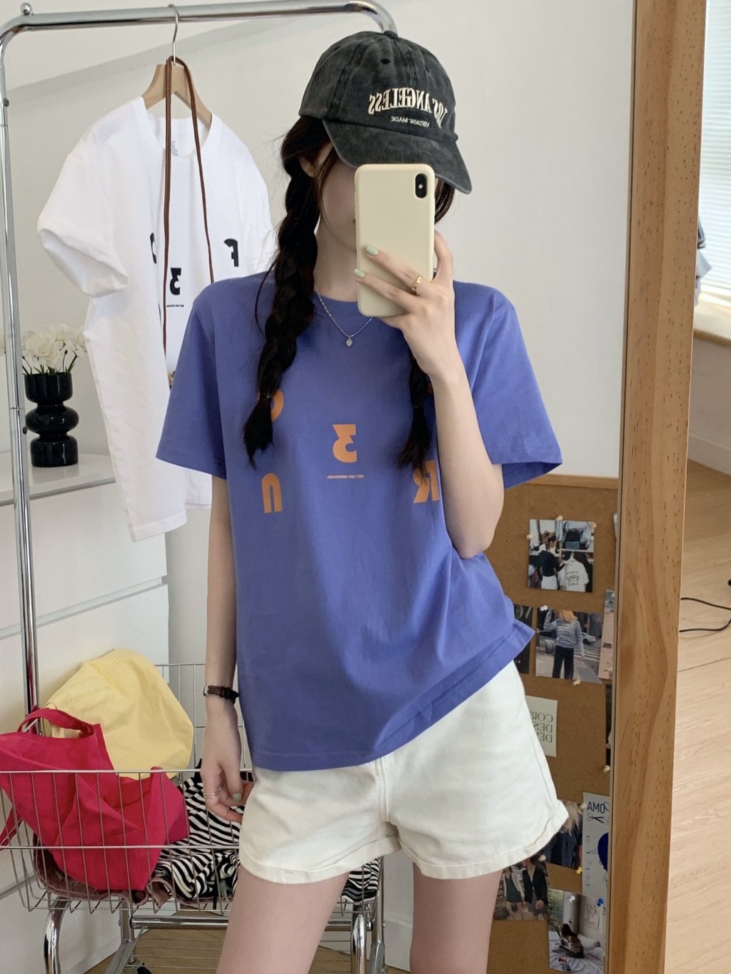 Áo Thun Cotton Cổ Tròn Ngắn Tay Dáng Rộng In Chữ Thời Trang Mùa Hè 65117