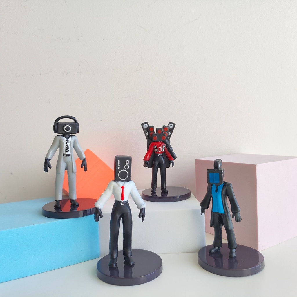 Mini skibidi toilet man pvc hình mô hình đồ chơi trận chiến trò chơi bàn trang trí quạt sưu tầm trẻ em người lớn quà tặng