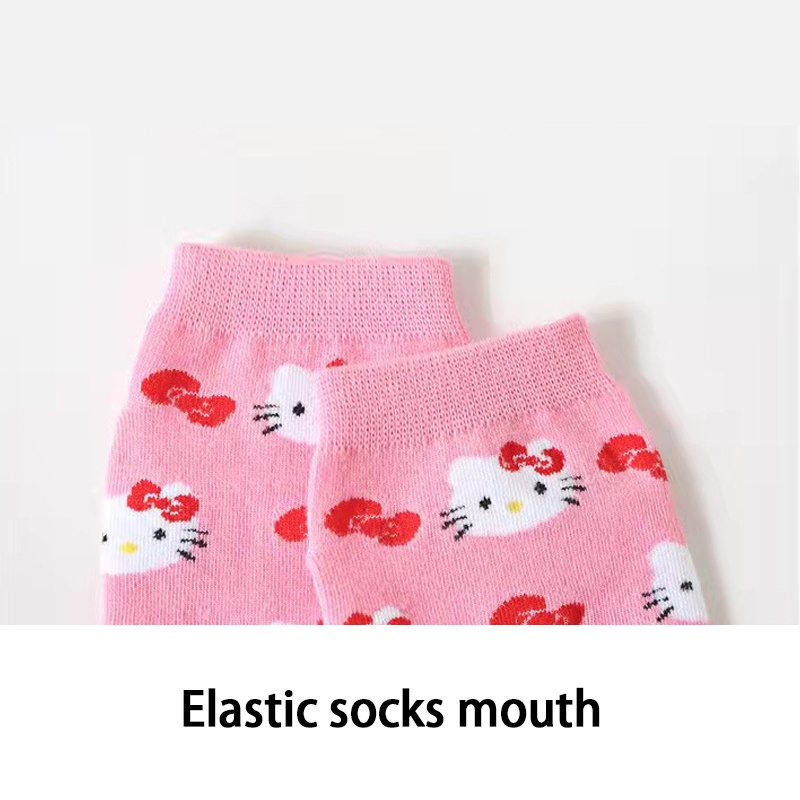 5 đôi bộ tất cotton sanrio kuromi 3-8 tuổi cho trẻ em bé gái và bé trai thoáng khí mỏng hello kitty hoạt hình medyas cho bé