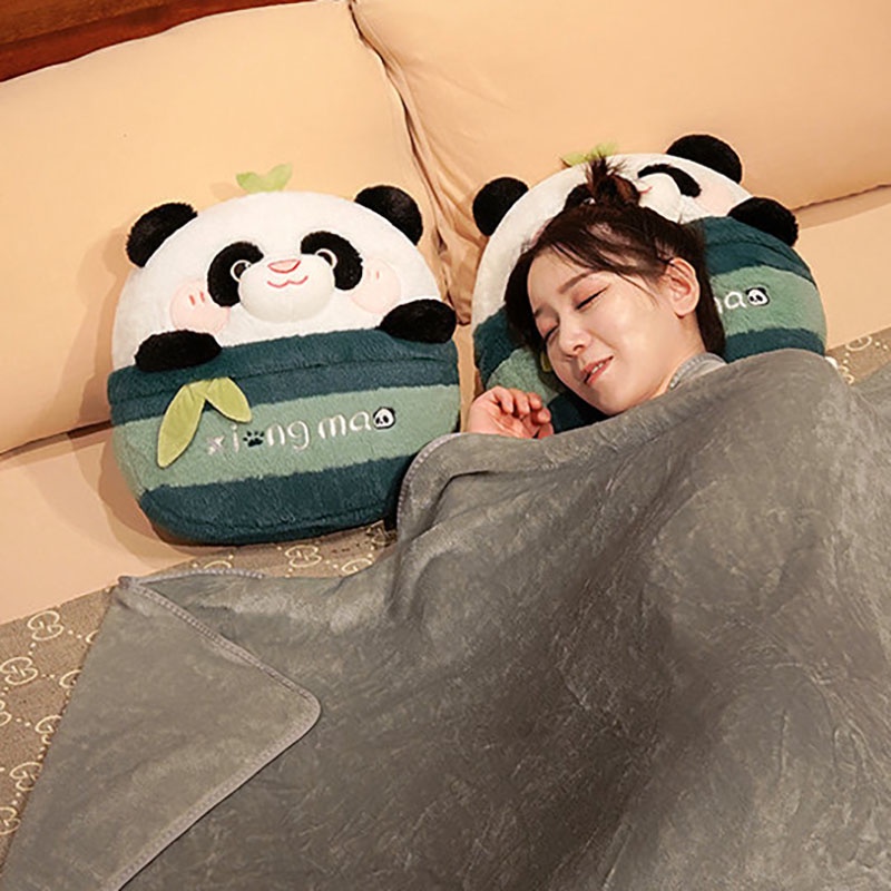 Bộ Chăn Gối Và Gối Hình Gấu Trúc Nhồi Bông Tiện Lợi Dành Cho Trang Trí Nhà Cửa Văn Phòng