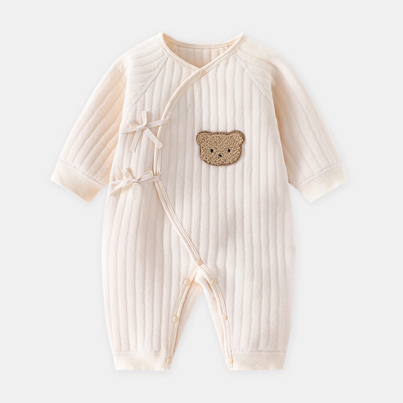 Áo Liền Quần Vải cotton Dày Ba Lớp Giữ Ấm Thời Trang Thu Đông Cho Bé Trai / Gái