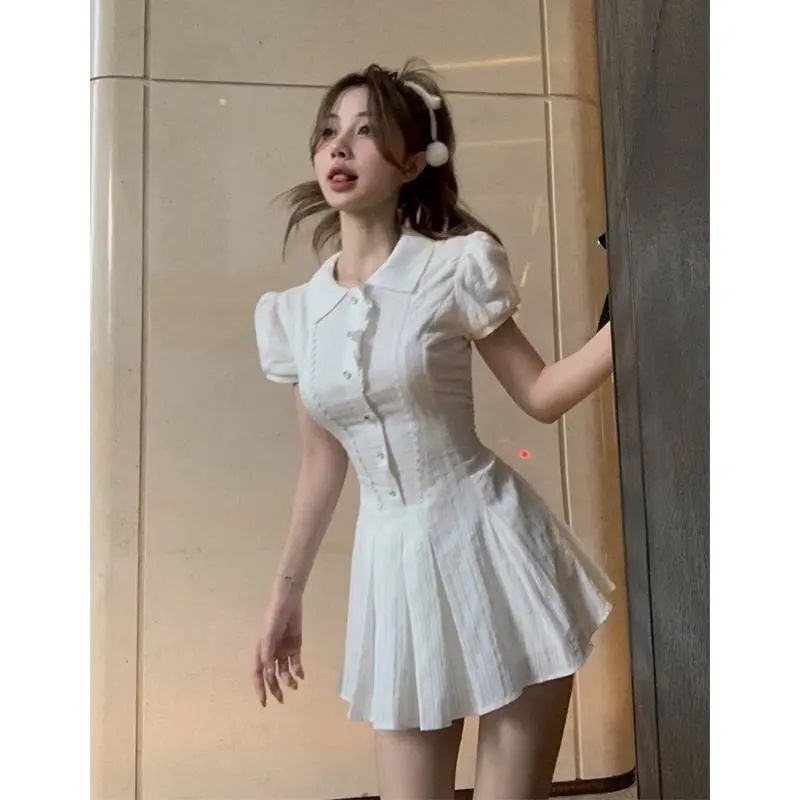 Váy Ngọt Ngào Cho Nữ của Mùa Hè  Phong Cách Mới cổ polo sơ mi, váy nữ