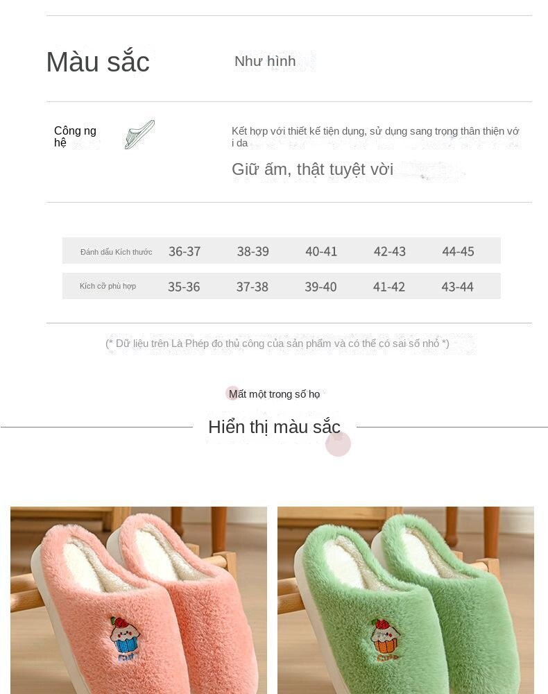 Chzk Dép Bông Đi Trong Nhà Chống Trượt Giữ Ấm Mùa Thu Đông Kiểu Hoạt Hình Đáng Yêu