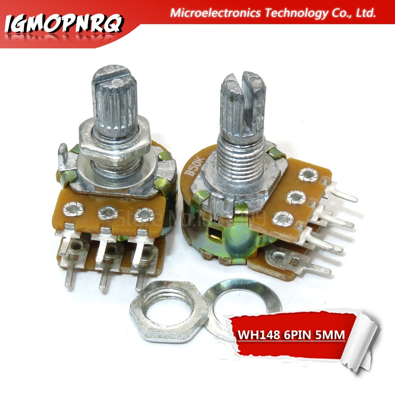 Set 5 Chiết Áp Âm Thanh Nổi wh148 6pin b50k 50k ohm 15mm 50k ohm Chuyên Dụng