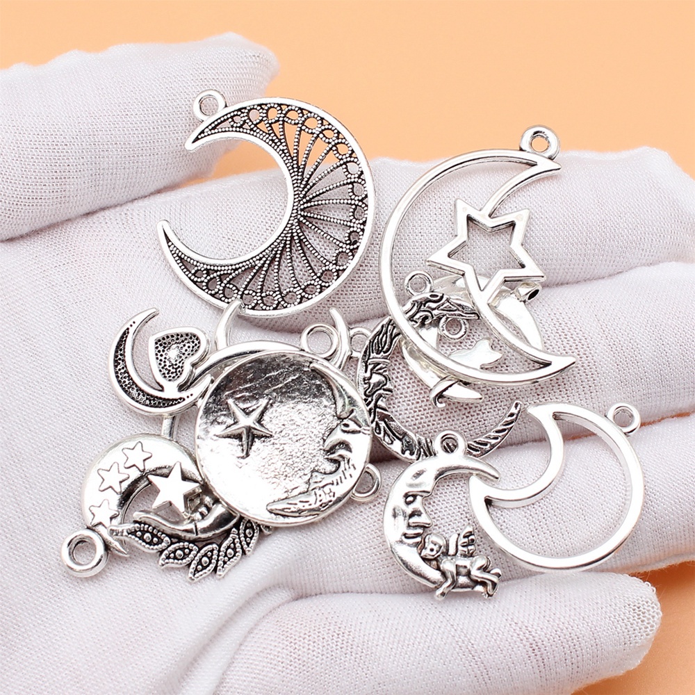 Charms set 12 Mặt Dây Chuyền Hình Mặt Trăng Dễ Thương