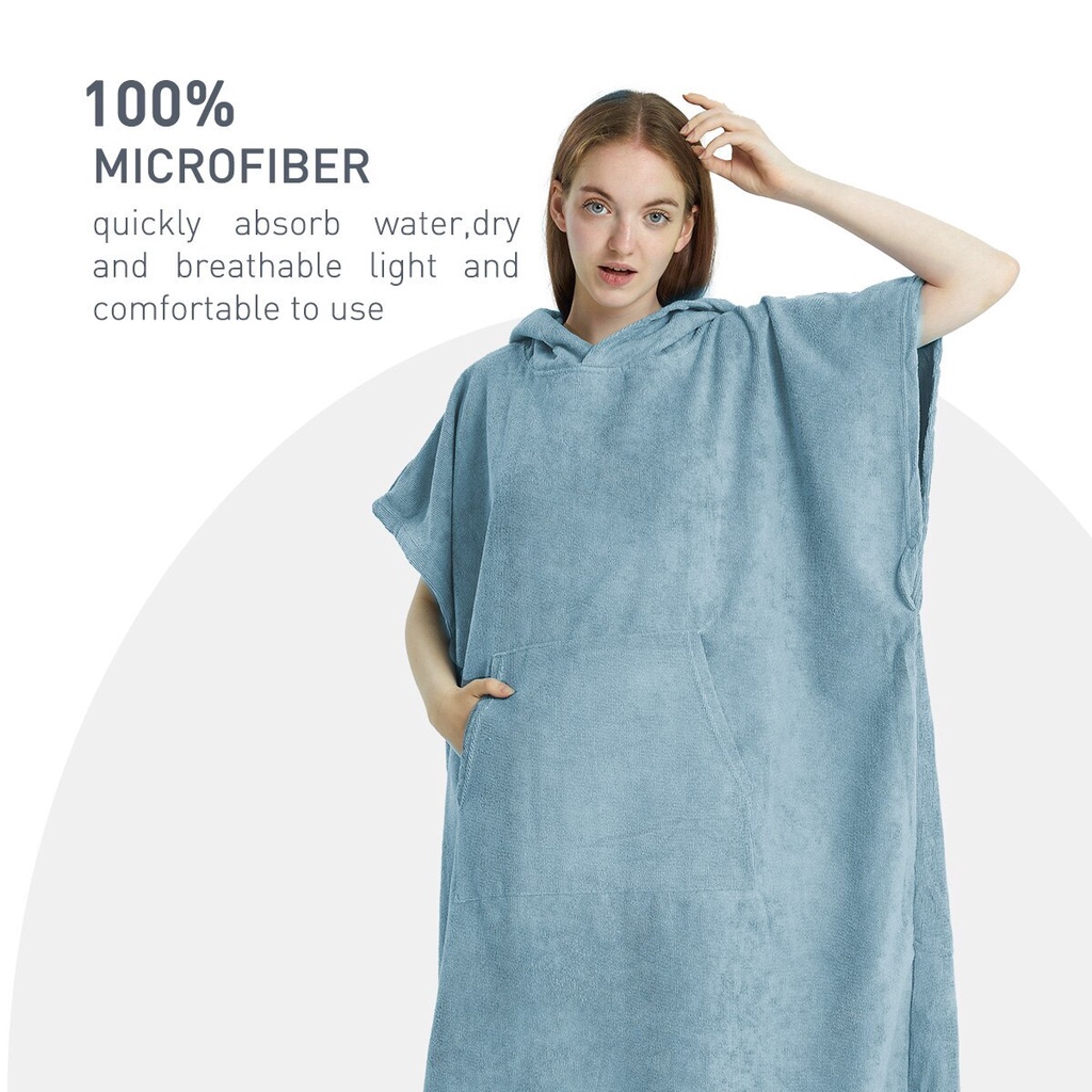 Khăn Tắm poncho Lướt Sóng Đi Biển Nhanh Khô Sợi Nhỏ Có Mũ Trùm Đầu Thay Đổi Màu poncho Đi Bơi Cho Người Lớn